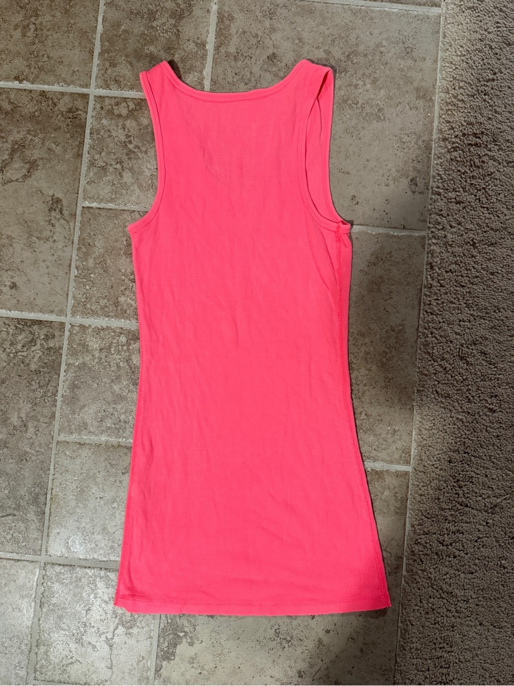 Neon Pink Ribbed Tank Top - Picture 2 of 2